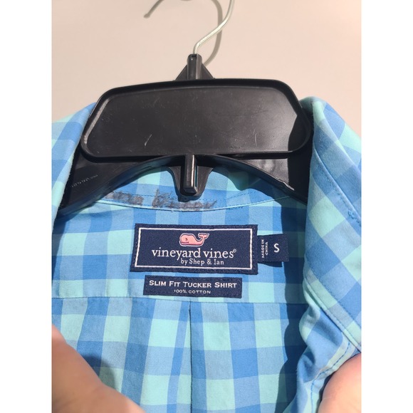 Vineyard Vines Blue Gingham Slim Fit Tucker Button Shirt - Picture 3 of 3